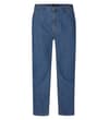 Thumbnail Blue stone wash jeans shown flat from the front.